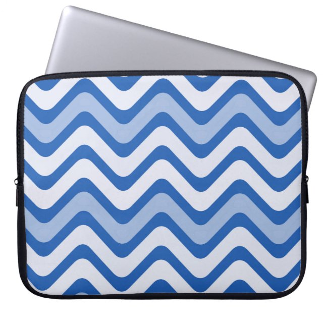 Wavy Blue Pattern Laptop Sleeve (Front)