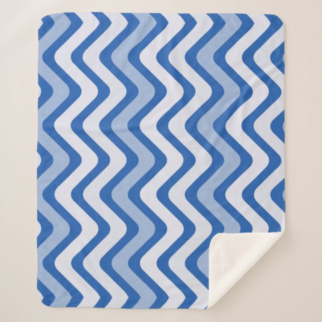 Wavy Blue Pattern Sherpa Blanket (Front)