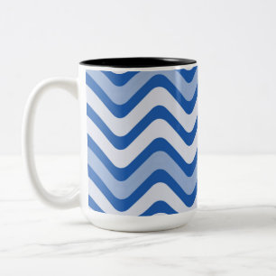 Wavy Blue Pattern Two-Tone Coffee Mug
