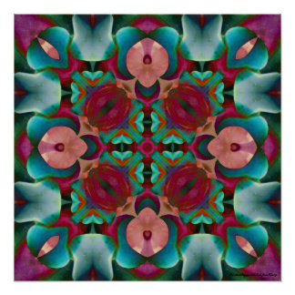 Wavy Blue Pink and Blue Green Kaleidoscope Poster