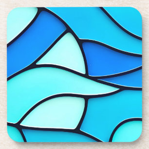 WAVY BLUE STAINED GLASS COASTER