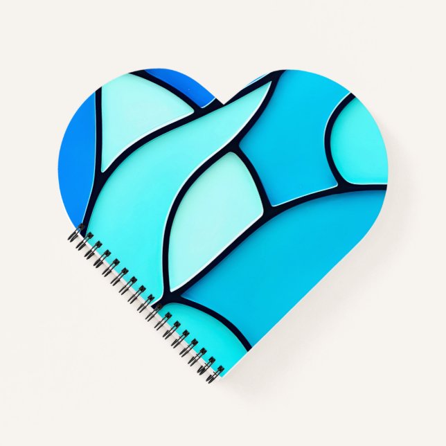 WAVY BLUE STAINED GLASS NOTEBOOK (Front)