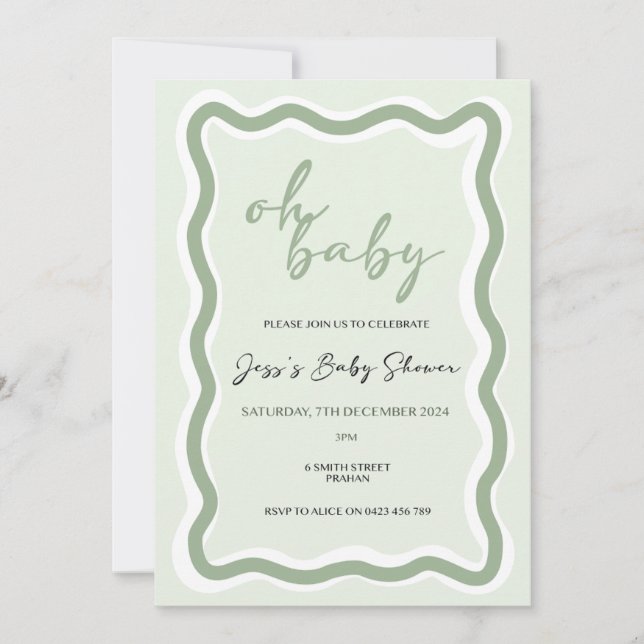 Wavy Border Baby Shower  Invitation (Front)