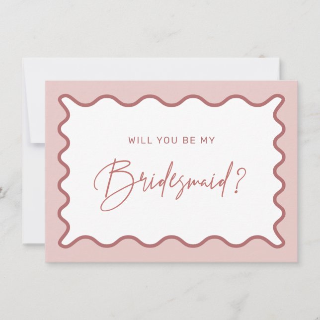 Wavy Border Bridesmaid Proposal Card (Front)
