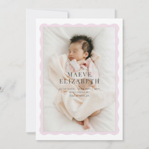Wavy border cutesy design for a baby girl announcement