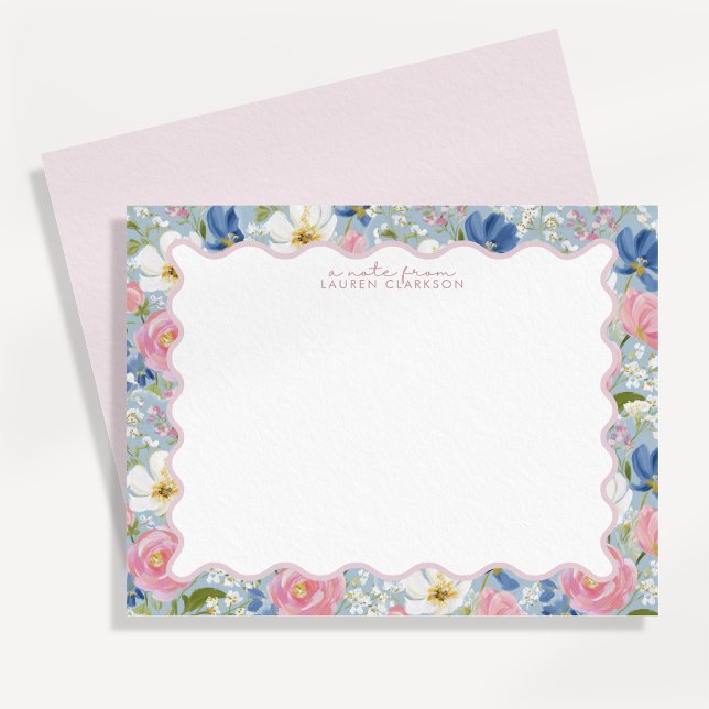 Wavy Border Floral Meadow Note Card (Creator Uploaded)