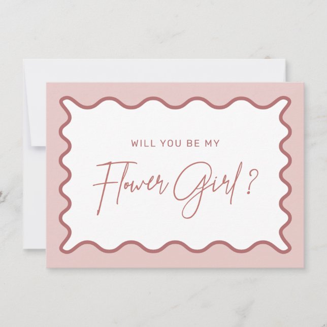 Wavy Border Flower Girl Proposal Card (Front)