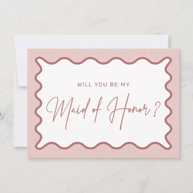 Wavy Border Maid of Honour Proposal Card (Front)