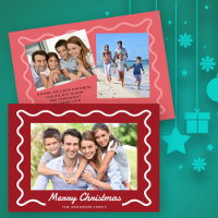 Wavy Border Merry Christmas 3 Photos Red