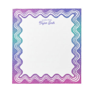 Wavy Border Purple Ombre Personalized Name Notepad