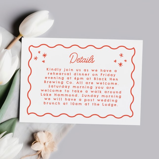 Wavy Border Whimsical Doodle Wedding Details RSVP Card (Creator Uploaded)