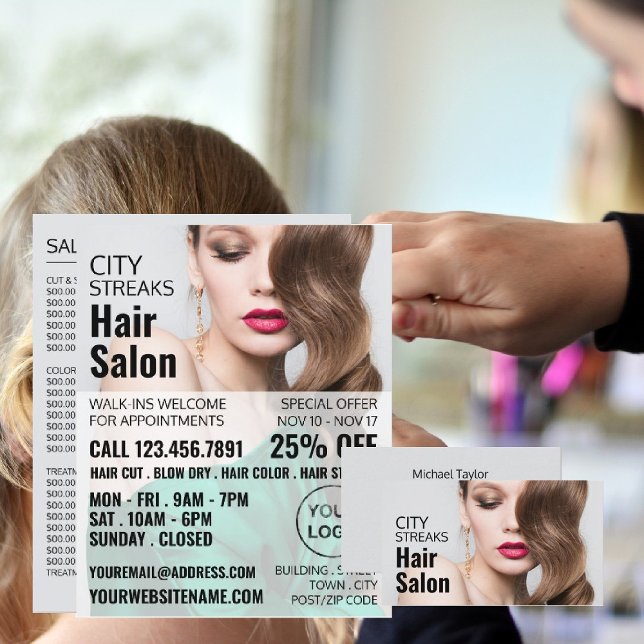 Wavy Brown Hair, Hair Stylist, Hair Salon Advert Flyer (Creator Uploaded)