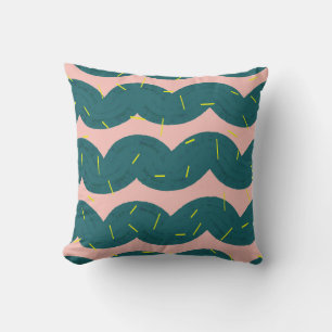 Wavy cactus, cute pattern background. throw pillow