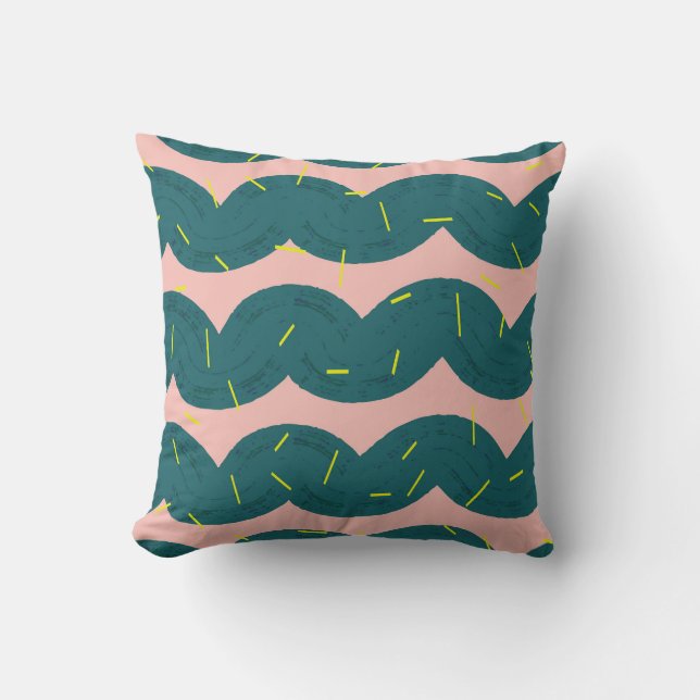 Wavy cactus, cute pattern background. throw pillow (Front)