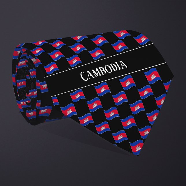 Wavy Cambodia Flag Pattern  Tie (Creator Uploaded)