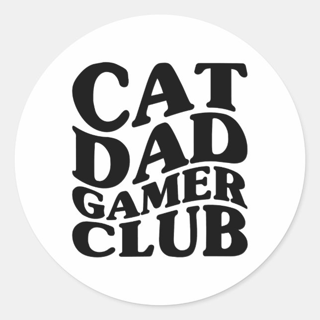 Wavy Cat Dad Gaming Lover Funny Classic Round Sticker (Front)