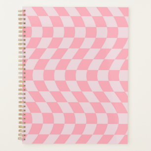 Wavy Check Retro Chequerboard Pink Lilac Chequered Planner