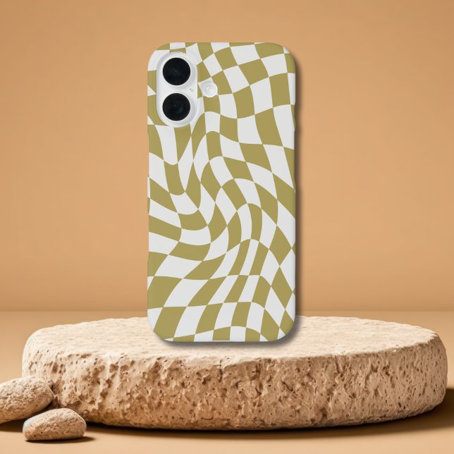 Wavy Checkerboard Moderne iPhone 16 coques (Créateur téléchargé)