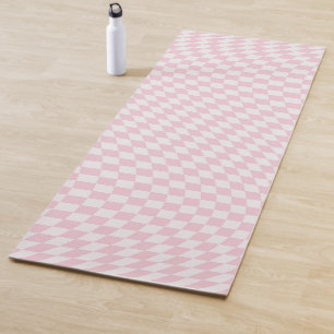 Wavy Checkered Pastel Pink Checkerboard Pattern Yoga Mat