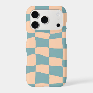 Wavy Chequerboard Peach Blue iPhone Case