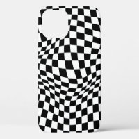 Wavy Chequered Black White Chequerboard