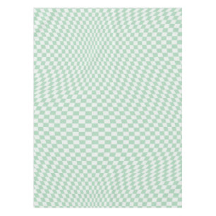 Wavy Chequered Pastel Green Chequerboard Pattern Tablecloth