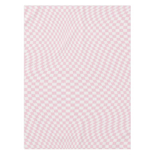 Wavy Chequered Pastel Pink Chequerboard Pattern Tablecloth