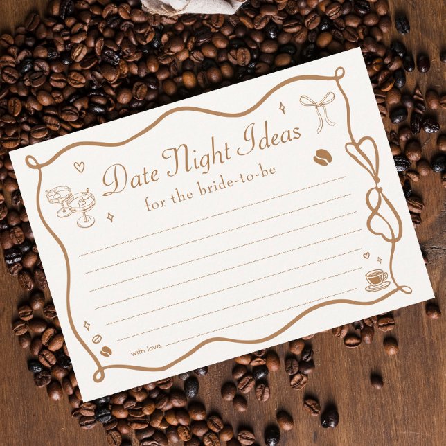 Wavy Coffee Bridal Shower Date Night Ideas Card (Creator Uploaded)