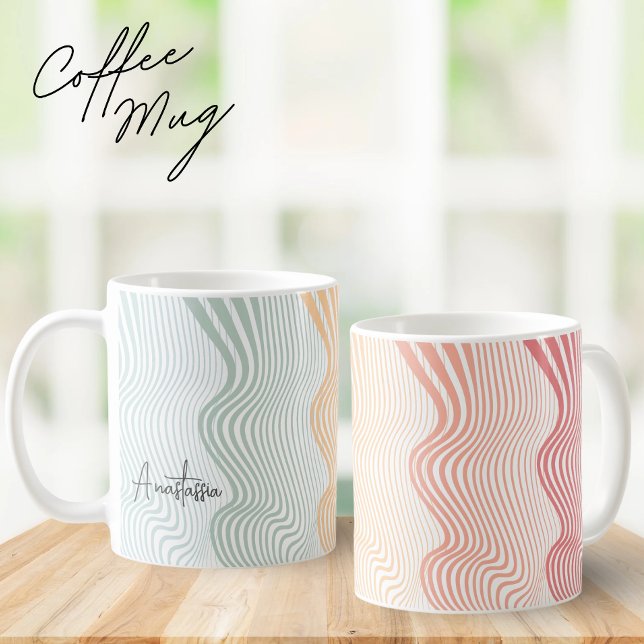 Wavy coloured stripes with your NAME | elegant Coffee Mug (Creator Uploaded)