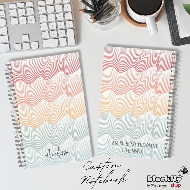 Wavy coloured stripes with your NAME | elegant Notebook (Creator Uploaded)