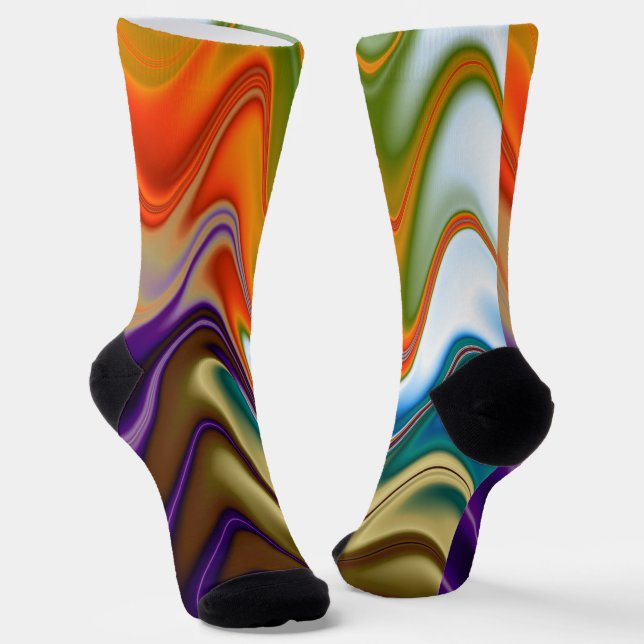 Wavy Colourful Abstract Socks (Angled)