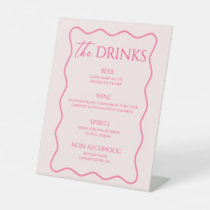 Wavy Colourful Pink Drink Menu Bar  Pedestal Sign