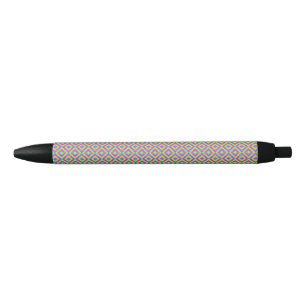 Wavy Colourful Square Psychedelic Pattern Black Ink Pen