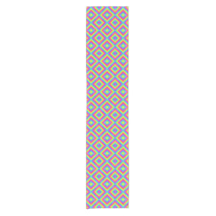 Wavy Colourful Square Psychedelic Pattern Short Table Runner