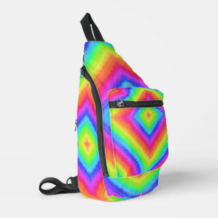 Wavy Colourful Square Psychedelic Pattern Sling Bag