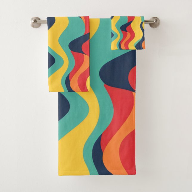 Wavy colours bath towel set (Insitu)