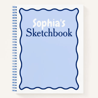 Wavy Curve Modern Personalized Name Sketchbook Notebook