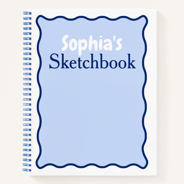 Wavy Curve Modern Personalized Name Sketchbook Notebook (Front)
