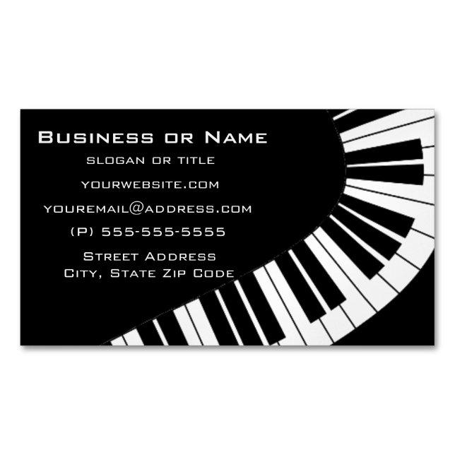 Wavy Curved Piano Keys Magnetic Business Card (Front)