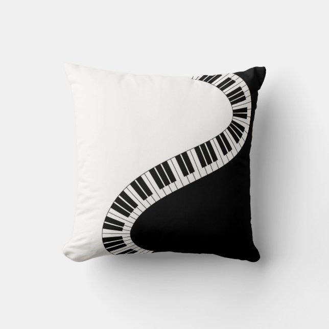 Wavy Curved Piano Keys Throw Pillow (Front)