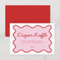 Wavy Curvy Pink and Red Baby Shower Diaper Raffle