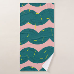 wavy cute cactus pattern background bath towel