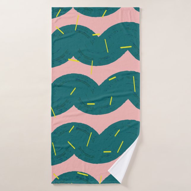 wavy cute cactus pattern background bath towel (Bath Towel)