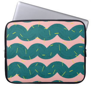 wavy cute cactus pattern background laptop sleeve