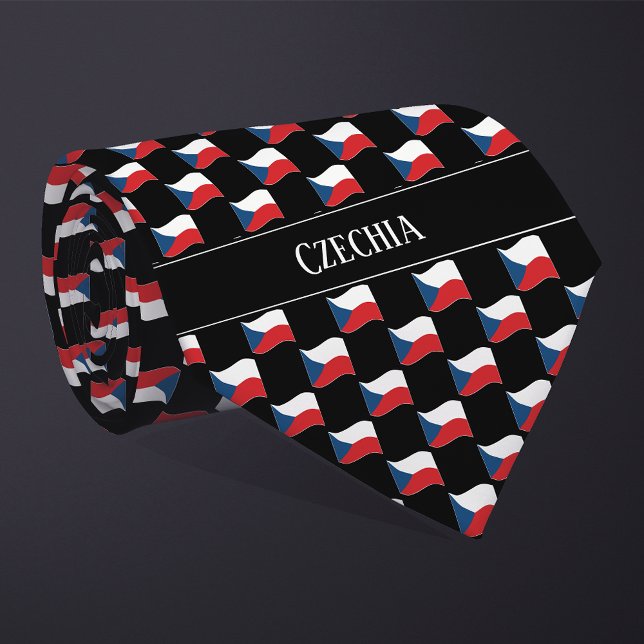 Wavy Czechia Flag Pattern  Tie (Creator Uploaded)