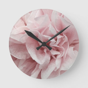 Wavy decorative romantic subtle pink fashion rose round clock