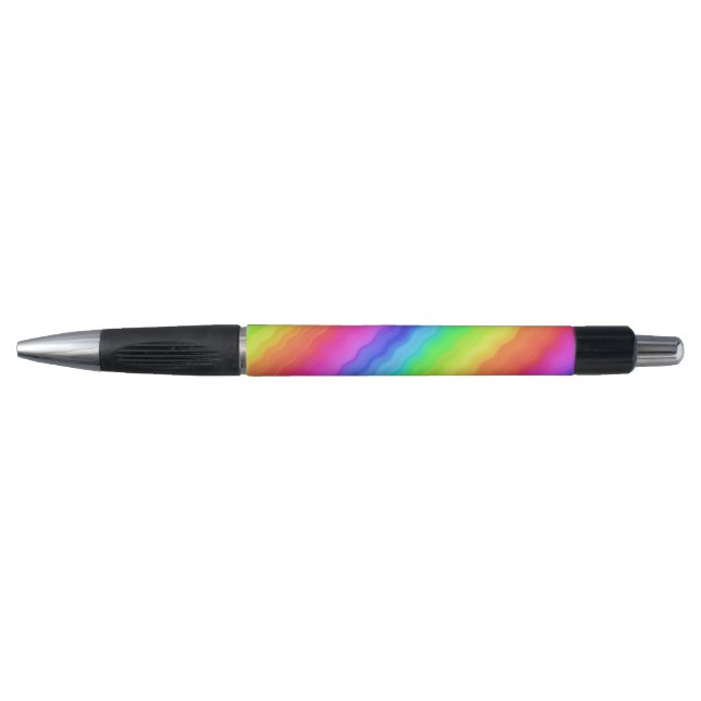 Wavy Diagonal Colourful Rainbow Design Pen (Front)