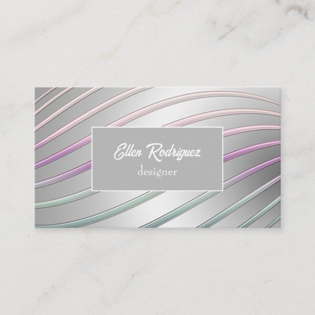 Wavy dynamic irregular lines pattern. business car card (Front)