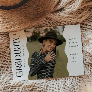 Wavy Edge Photo Modern Simple Graduate Announcement