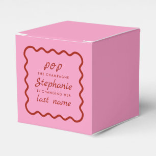 Wavy Edge Pink and Red Pop the Champagne Favor Box